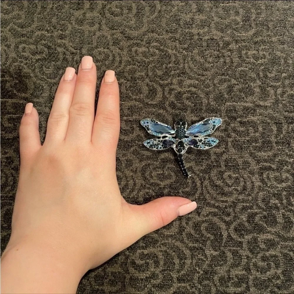 Dragonfly crystal rhinestone brooch